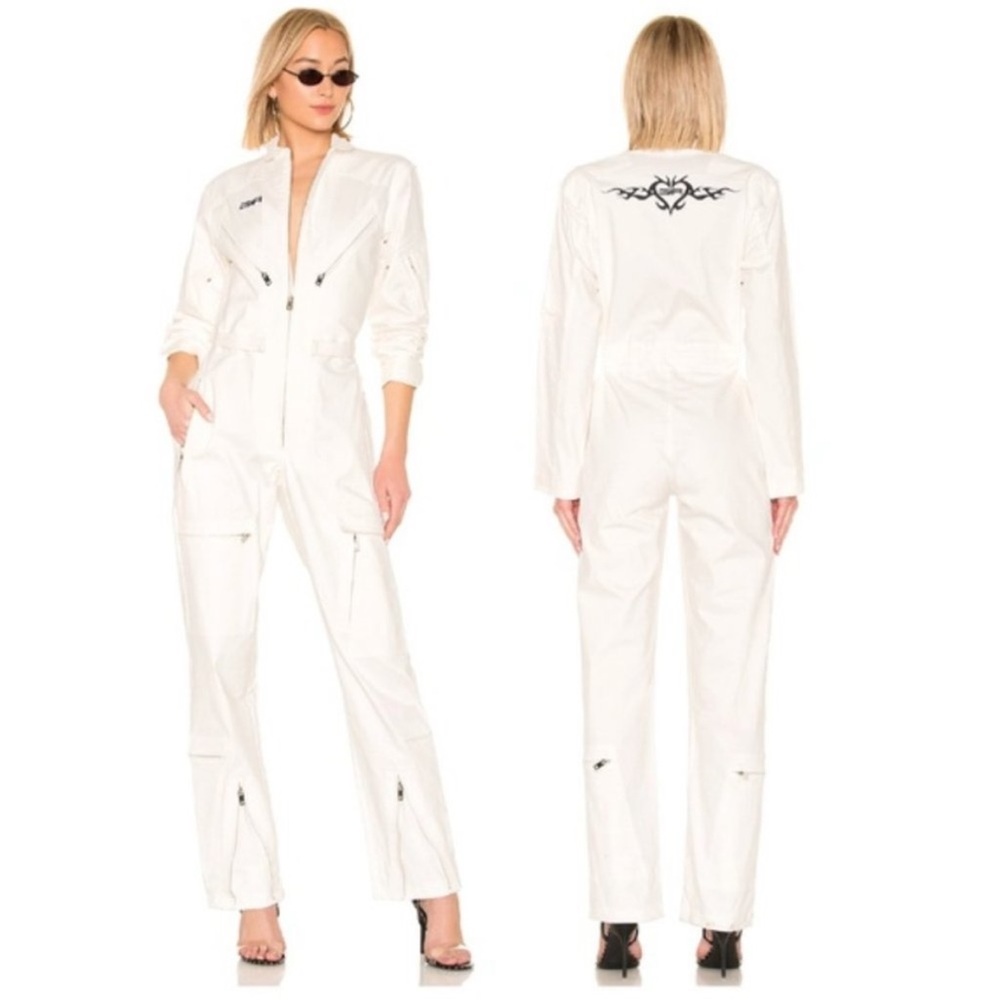 I am Gia revolve white denim jumpsuit